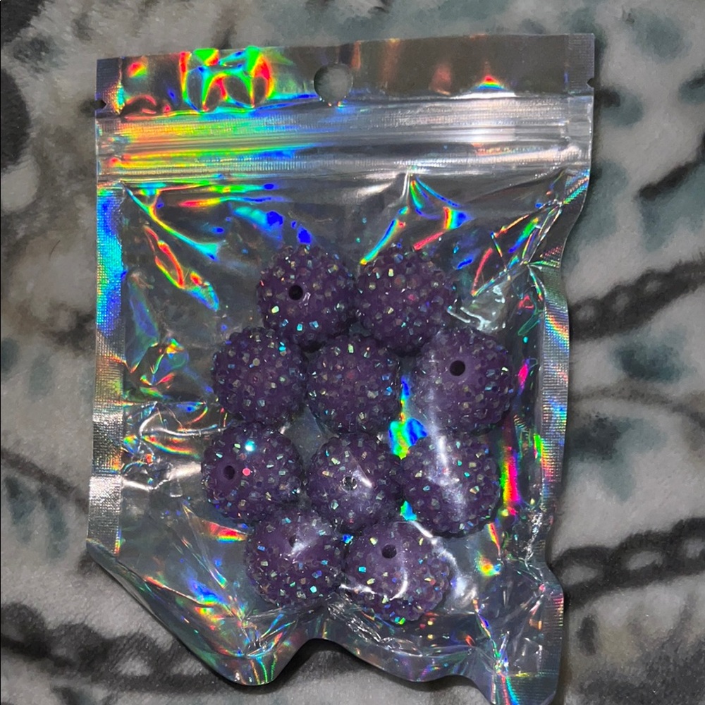 Purple Rhinestone Beads 20mm